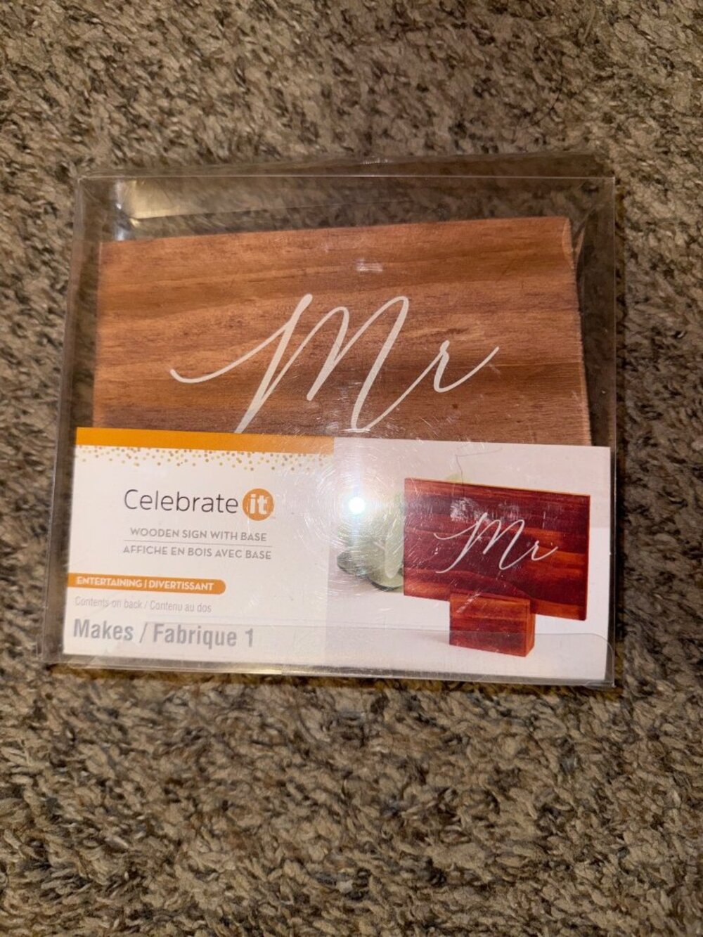 Celebrate It Wooden "Mr" Sign With Base For Wedding Table Decor